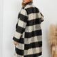 Plaid Double-Breasted Long Sleeve Coat