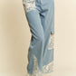 Lace Applique Wide Leg Jeans