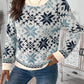 Graphic Round Neck Long Sleeve Sweater