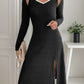 Slit Wide Strap Dress and Detachable Long Sleeves Set