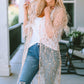 Sequin Open Front Sheer Cardigan