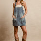 Washed Adjustable Strap Denim Overall Dress