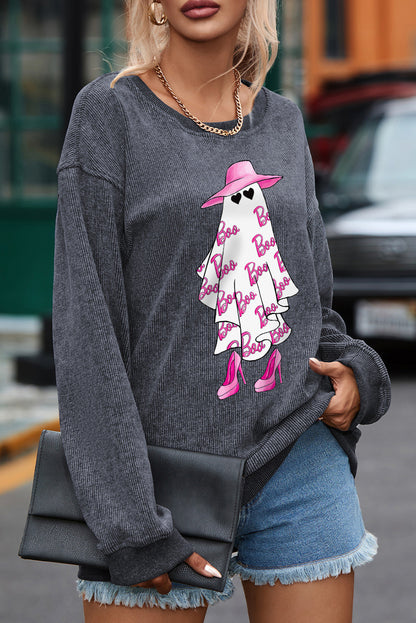 BOO Ghost Graphic Drop Shoulder Sweatshirt