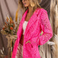 Single-Breasted Long Sleeve Lace Blazer