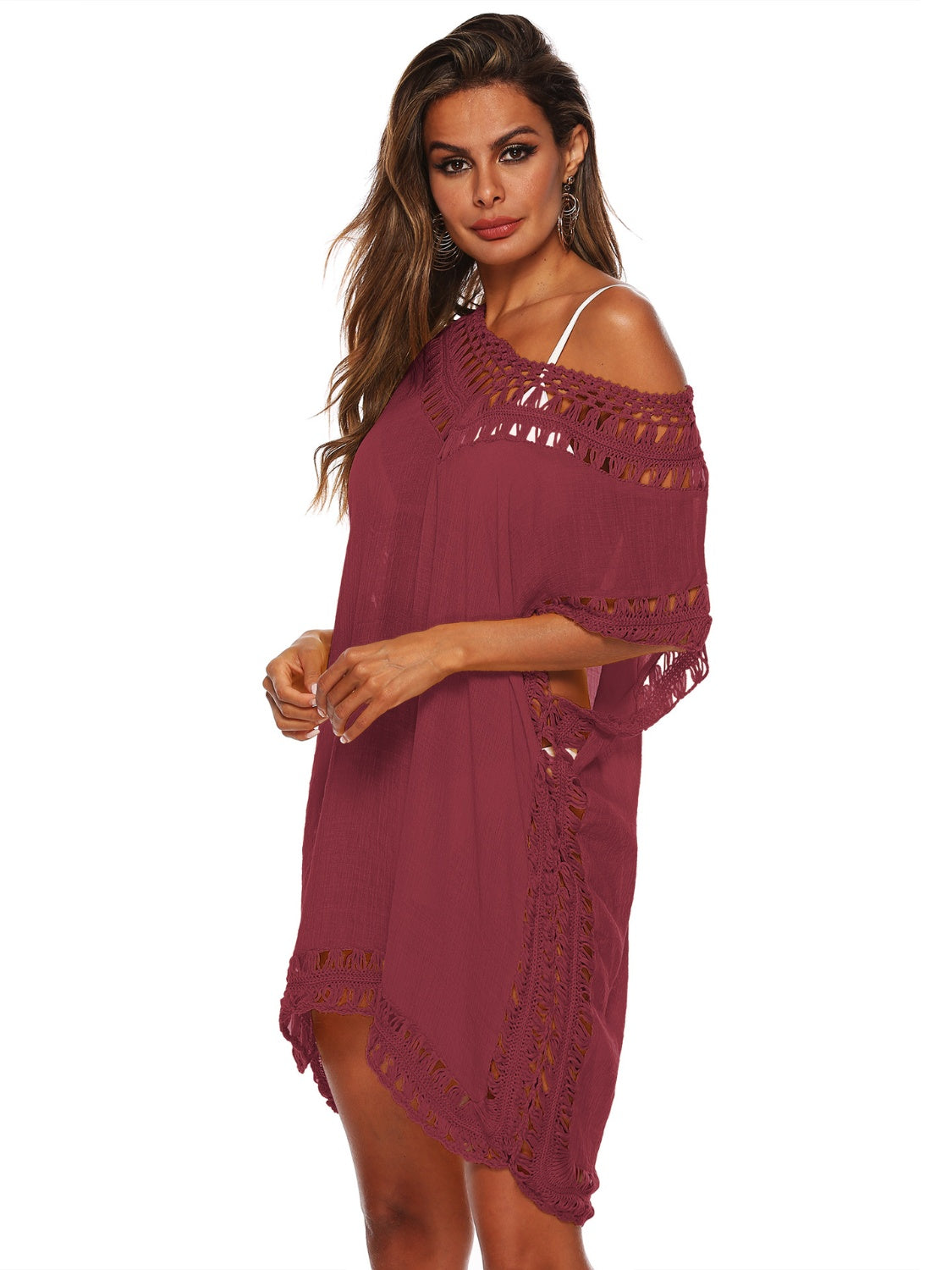 Cutout V-Neck Short Sleeve Cover-Up