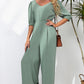 V-Neck Half Sleeve Jumpsuit