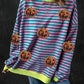 Pumpkin Striped Round Neck Long Sleeve Sweatshirt