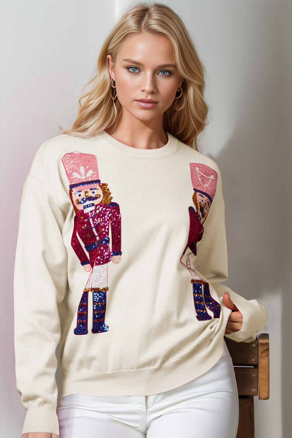 Nutcracker Sequin Long Sleeve Sweater