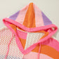 Openwork Color Block Hooded Sweater