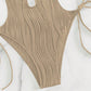 Textured Cutout Tied One-Piece Swimwear