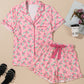 Candy Cane Collared Neck Top and Shorts Lounge Set