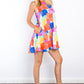 Abstract Print Ruffle Hem Mini Dress with Pockets