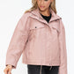 Drawstring Hem PU Leather Zip Up Jacket