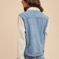 Collared Neck Double Placket Denim Jacket