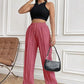 Drawstring Wide Leg Pants with Pockets