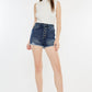 Kancan Raw Hem Button Fly Denim Shorts