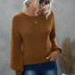 Tied Balloon Sleeve Round Neck Sweater