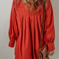 Pocketed Button Down Long Sleeve Shirt Dress