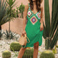 Geometric V-Neck Spaghetti Strap Cover Up Dress