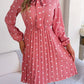 Polka Dot Tie Neck Pleated Dress