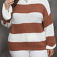 Plus Size Striped Round Neck Long Sleeve Sweater