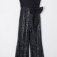 Bow Sequin Wide Leg Jumpsuit