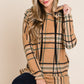 Drawstring Plaid Long Sleeve Hoodie