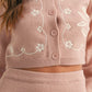 Floral Embroidered Crop Cardigan and Ruffled Mini Skirt Set