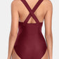 Crisscross Plunge Wide Strap One-Piece Swimwear