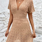 Openwork Plunge Short Sleeve Cover-Up Dress