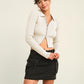 HYFVE Ribbed Double Zip Cropped Cardigan