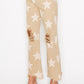 RISEN High Rise Star Printed Frayed Hem Jeans