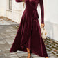 Split Surplice Long Sleeve Midi Dress