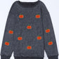 Pumpkin Round Neck Long Sleeve Sweatshirt