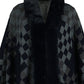 Fuzzy Checkered Long Sleeve Poncho