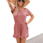 Ruffled Boat Neck Short Sleeve Romper