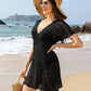 Openwork Plunge Short Sleeve Cover-Up Dress