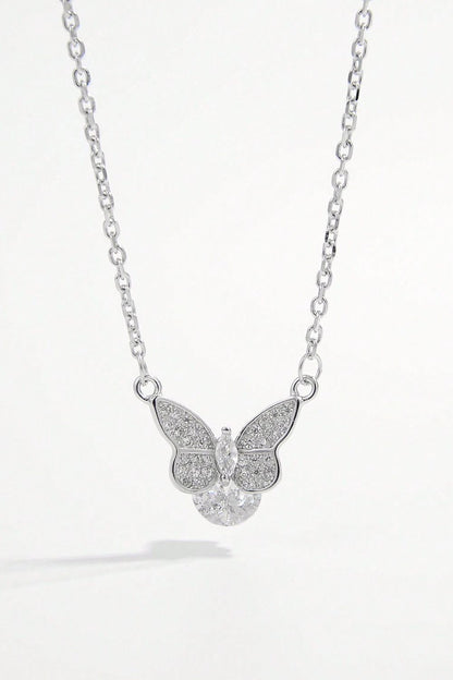 925 Sterling Silver Zircon Butterfly Necklace
