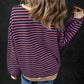 Pumpkin Striped Round Neck Long Sleeve Sweatshirt