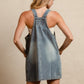 Washed Adjustable Strap Denim Overall Dress