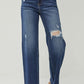 RISEN High Rise Distressed Wide Leg Jeans