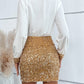 Sequin Contrast Surplice Long Sleeve Dress