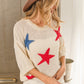 BiBi Popcorn Texture Star Pattern Lightweight Sweater