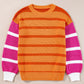 Striped Round Neck Long Sleeve Sweater