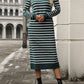 Striped Round Neck Long Sleeve Dress