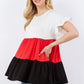 Color Block Ruffled Short Sleeve Top