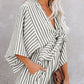 Bow Striped Kimono Sleeve Romper