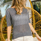 Eyelet Puff Sleeve Knit Top