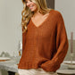 V-Neck Cable Knit Sweater