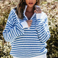 Striped Half Zip Long Sleeve Sweater